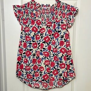 JODIFL Red and Black Flutter Sleeve Ruffled Blouse